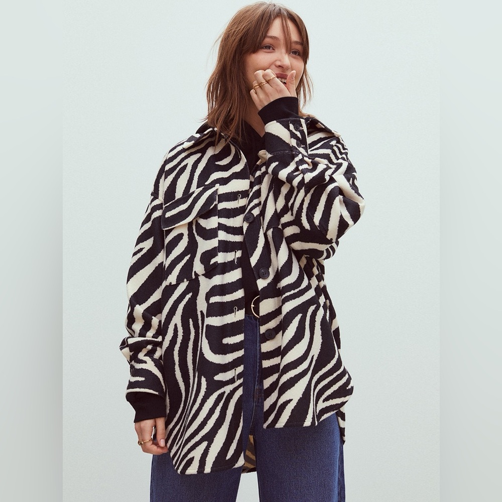 H&M Zebra Print Button-Up Jacket
